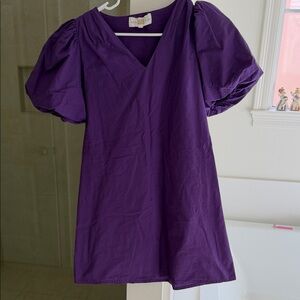 Anna Cate gameday Purple Puff Sleeve Dress S